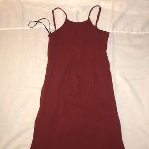 Maroon maxi dress.